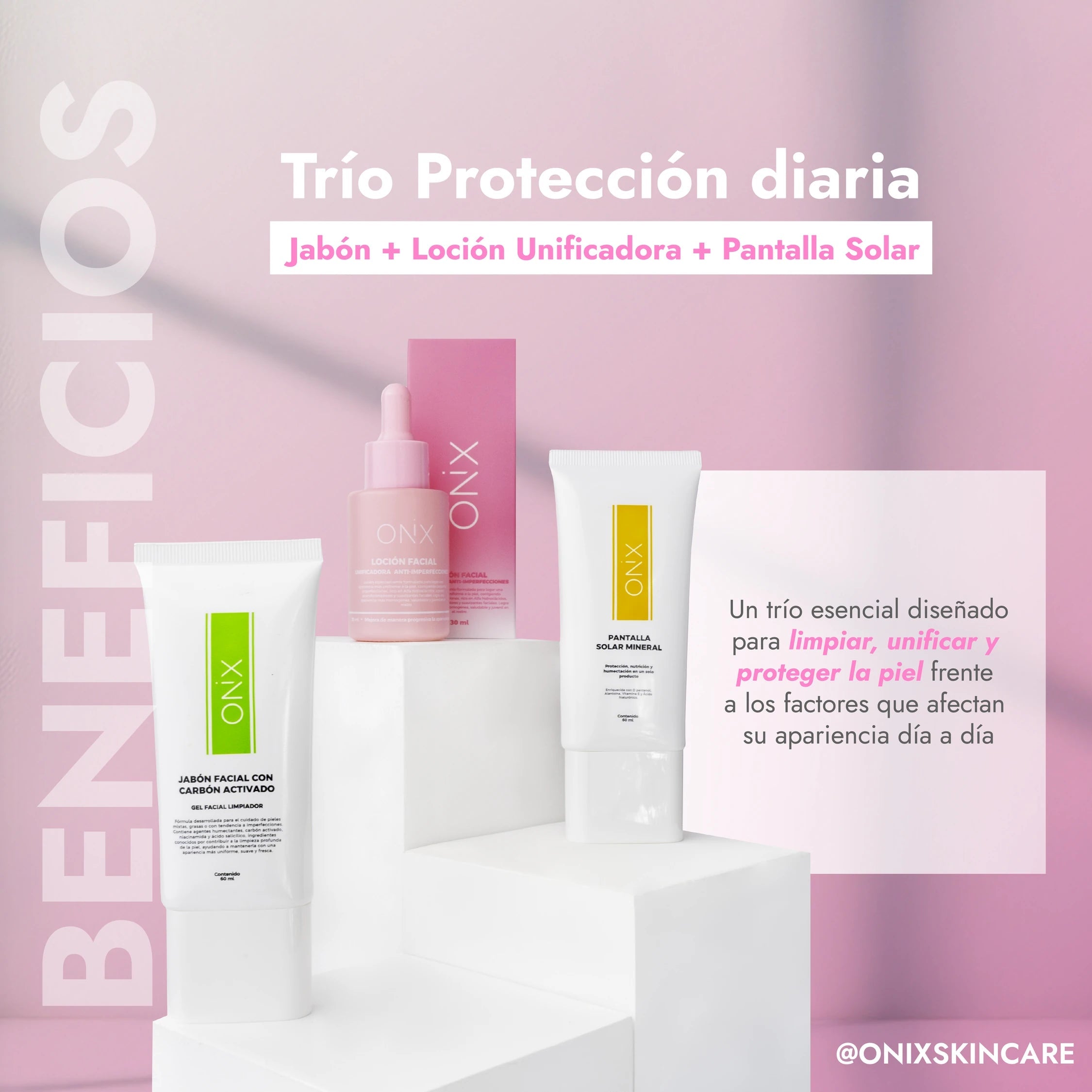 TRÍO PROTECCIÓN DIARIA | LIMPIEZA + ANTI IMPERFECCIONES + PROTECCIÓN - Onix Skincare